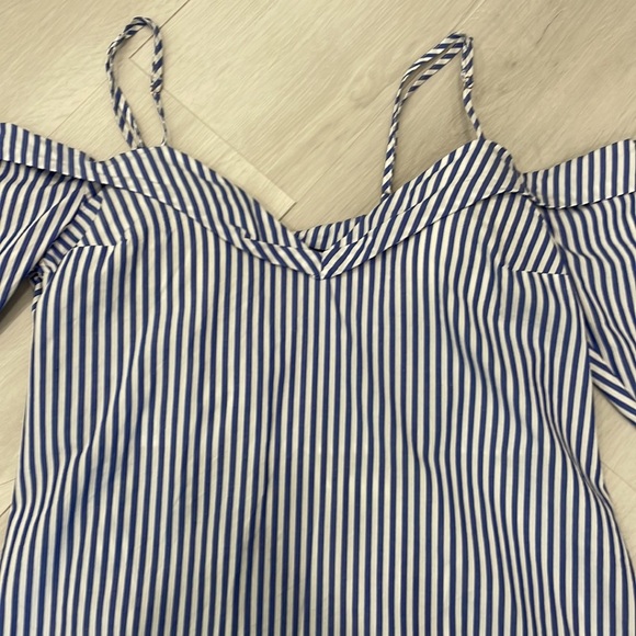 Revolve Brand Bardot Blue and White Striped Top - Picture 5 of 16